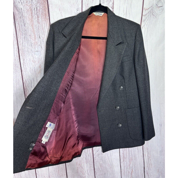 JG Hook Women’s Vintage Blazer Charcoal Red 100% Wool Size 8 - Picture 3 of 9
